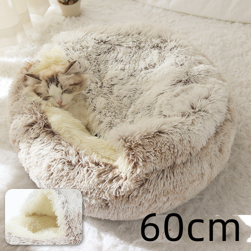 Round Plush Warm pet Bed House