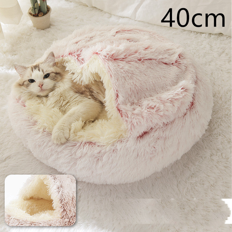 Round Plush Warm pet Bed House