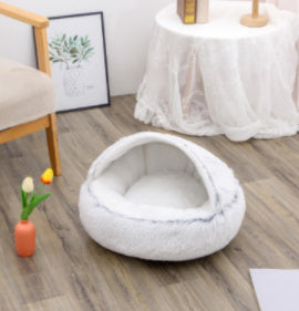 Round Plush Warm pet Bed House