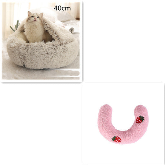 Round Plush Warm pet Bed House